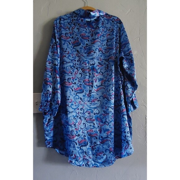 Sexy Sensual Cacique  Nightgown Women 18/20 Blue/floral Button Down Chemise. - Picture 7 of 11